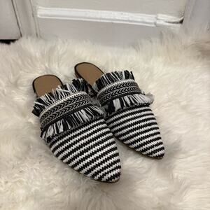 Crown Vintage Black and White Striped Mules